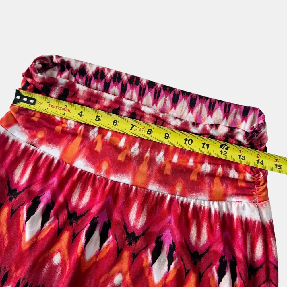VTG ALYX Ikat Geometric Print Maxi Skirt Womens Red Pink Sz Medium Y2K USA‎ made
